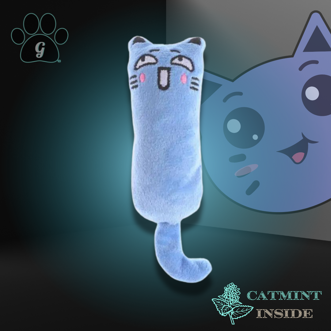 blue plush catmint cat toy