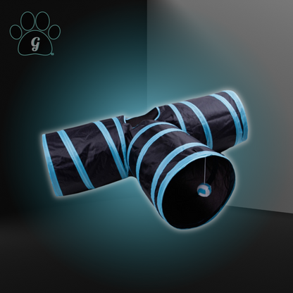 black and blue 3 way cat tunnel toy