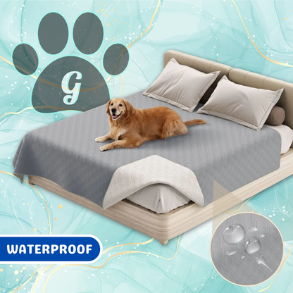 gray quilted waterproof bed pet cover