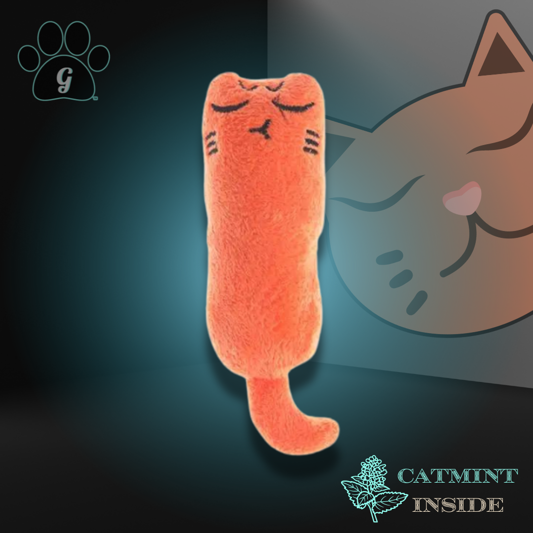 orange plush catmint cat toy