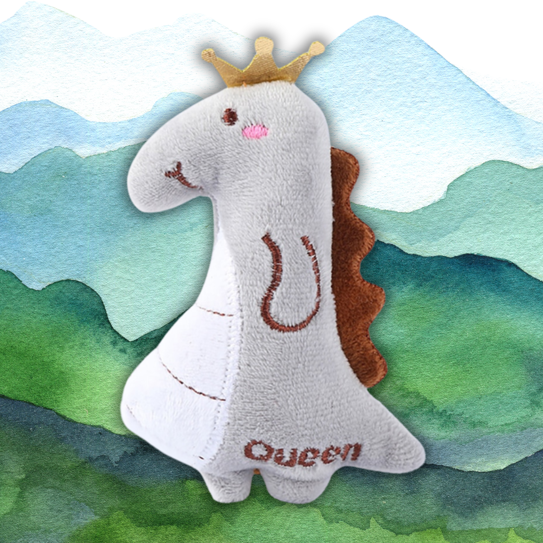 Dino queen plush toy in gray