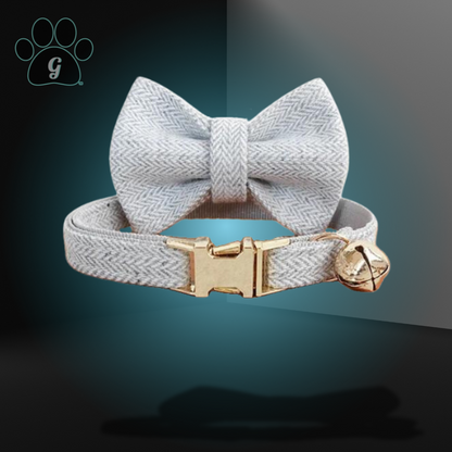 cat bowtie collar in chevron print with metal buckle and bell