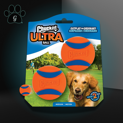 twin pack of orange dog ball toys