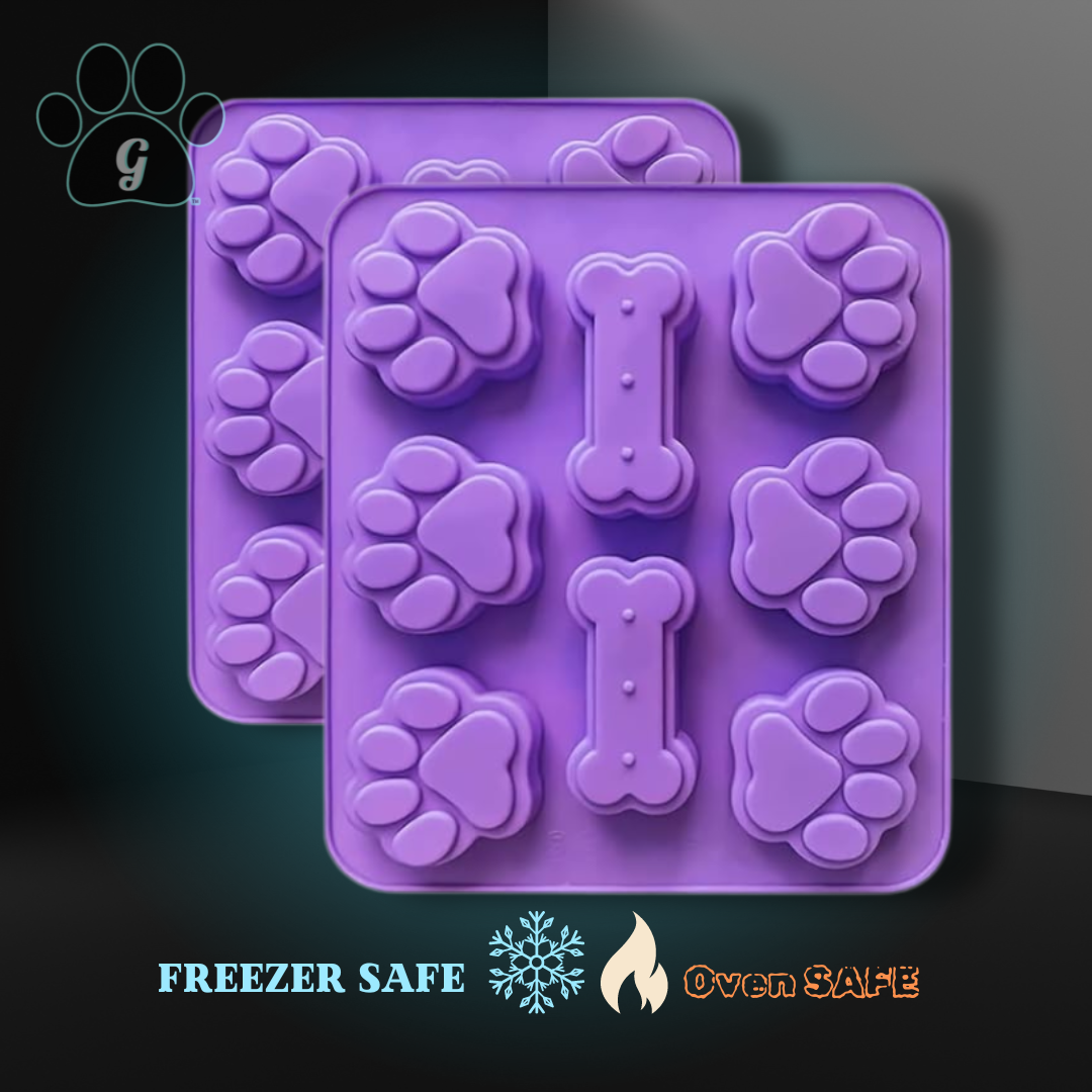 2 purple silicone dog treat molds