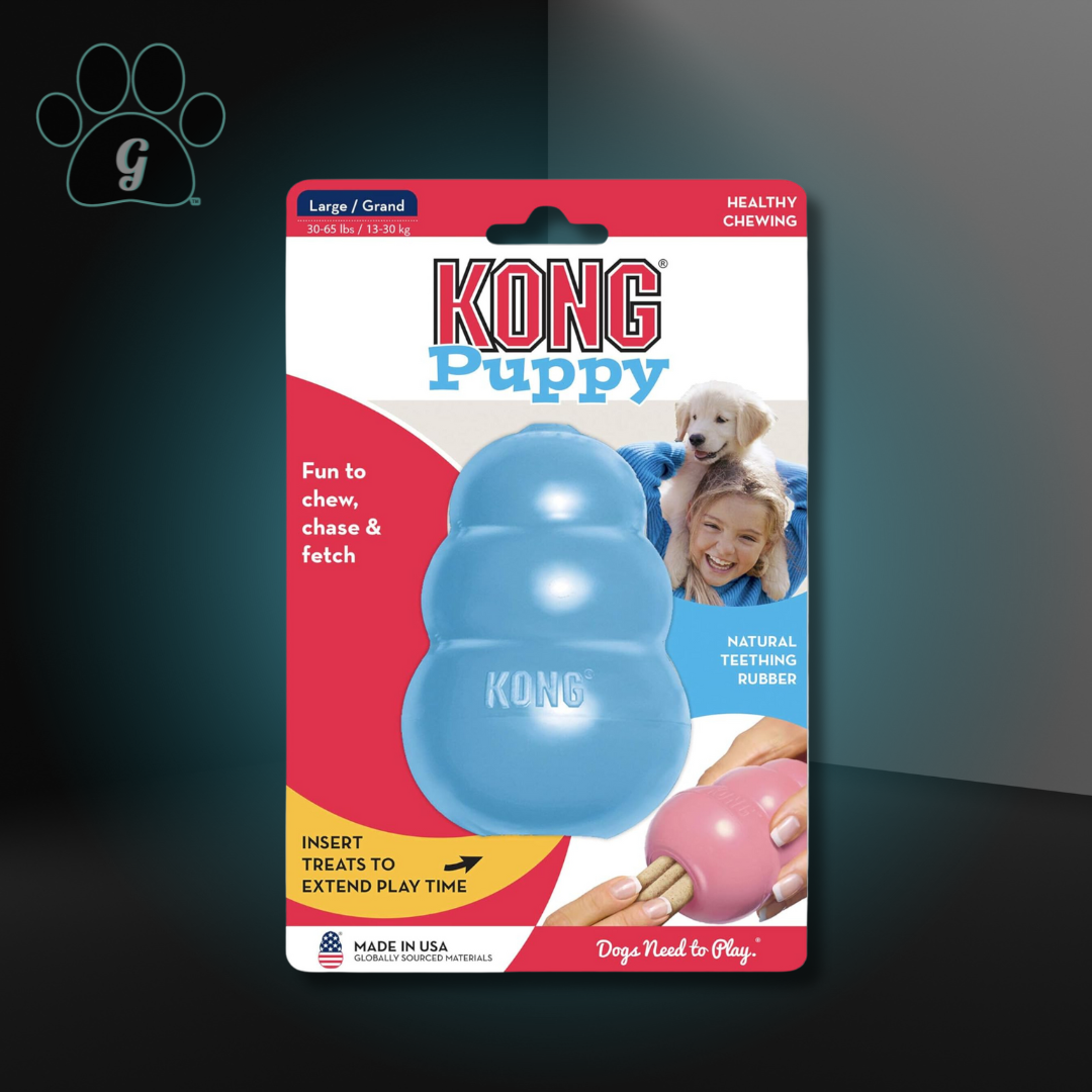 large blue Kong puppy dog chew toy 