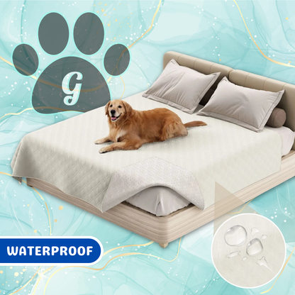 white quilted waterproof bed pet cover