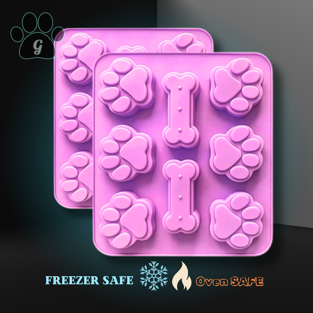 2 pink silicone dog treat molds