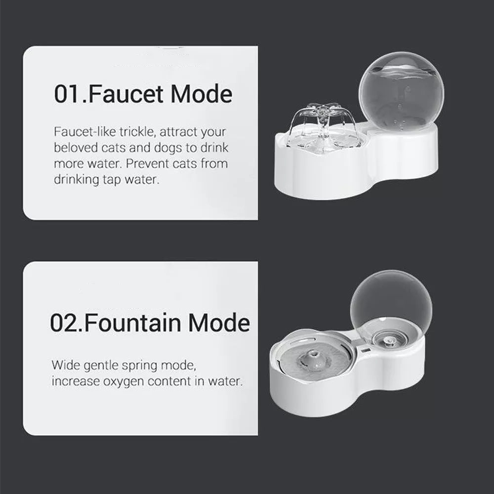 REPETSUN Ultra-Quiet 2.3L Pet Water Fountain and Bowl Set