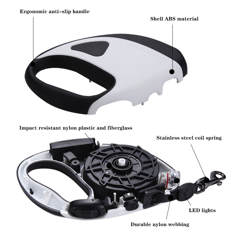 QQPETS Retractable Dog Leash with LED Flashlight