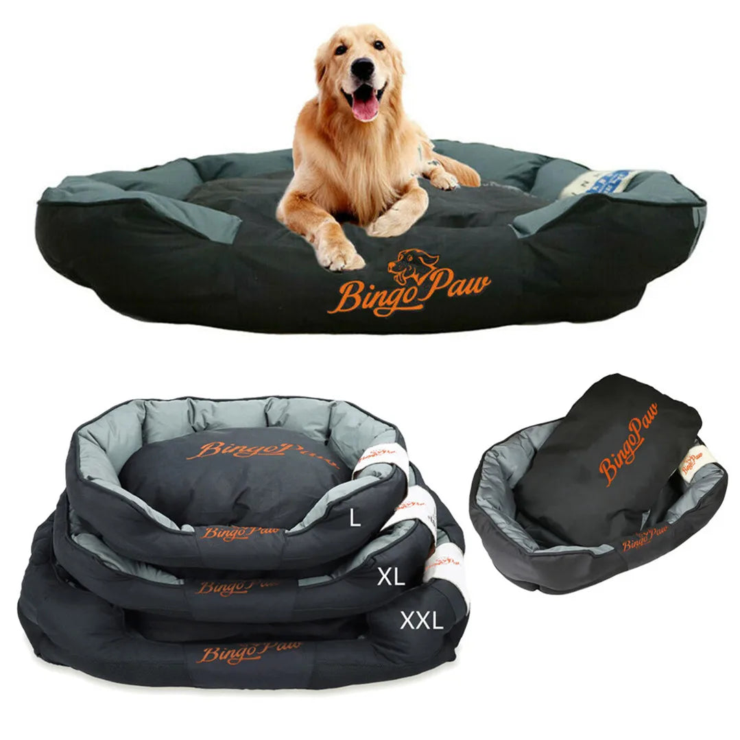 Black bolstered dog bed for large dogs available in 3 sizes