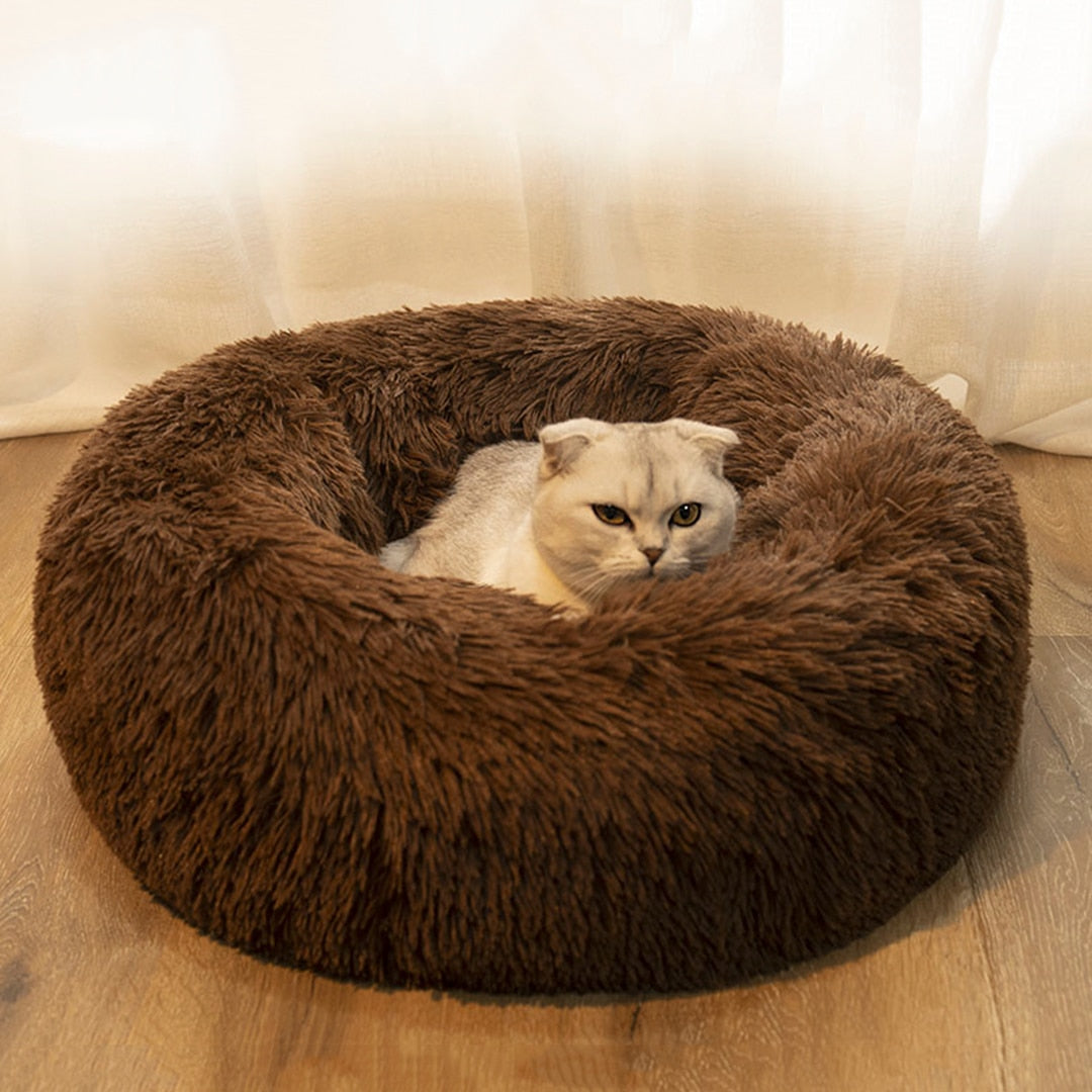 PETOPIA Plush Donut Corduroy Pet Calming Bed