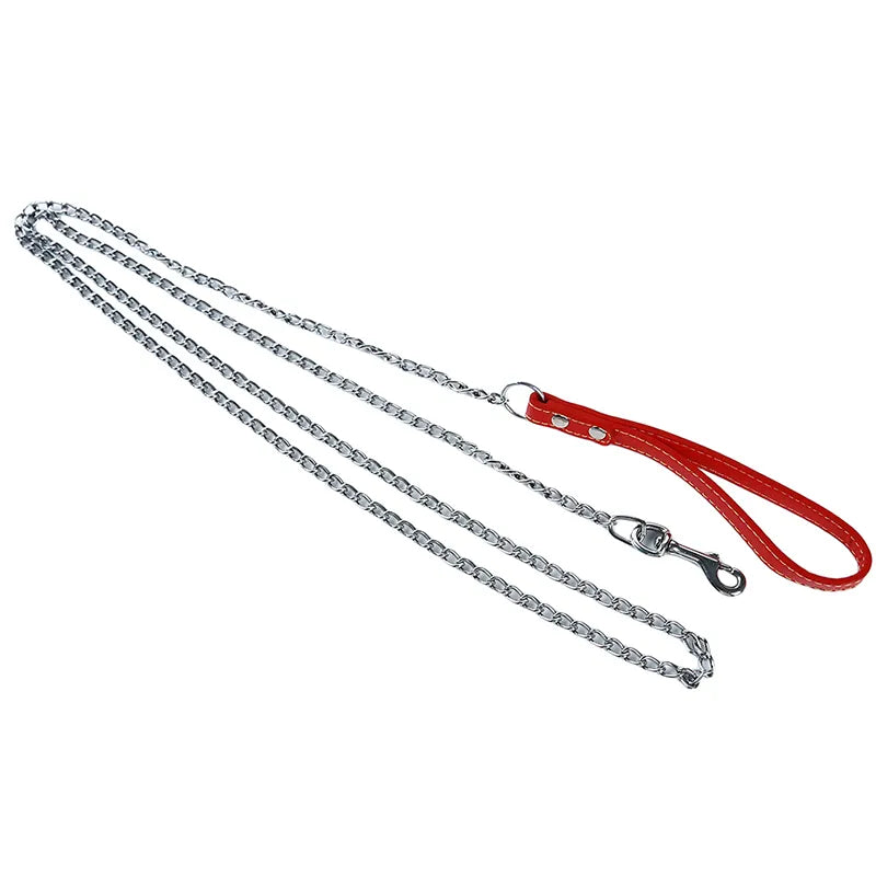 chain link leash in red