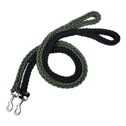 green and black leashes