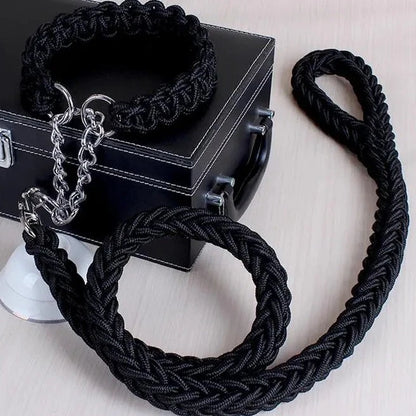 black rope collar and leash set