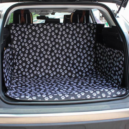 SUV or Van trunk pet carrier in black with white paw prints