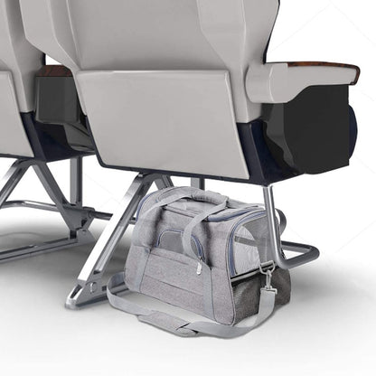 Product shown under airplane seat.