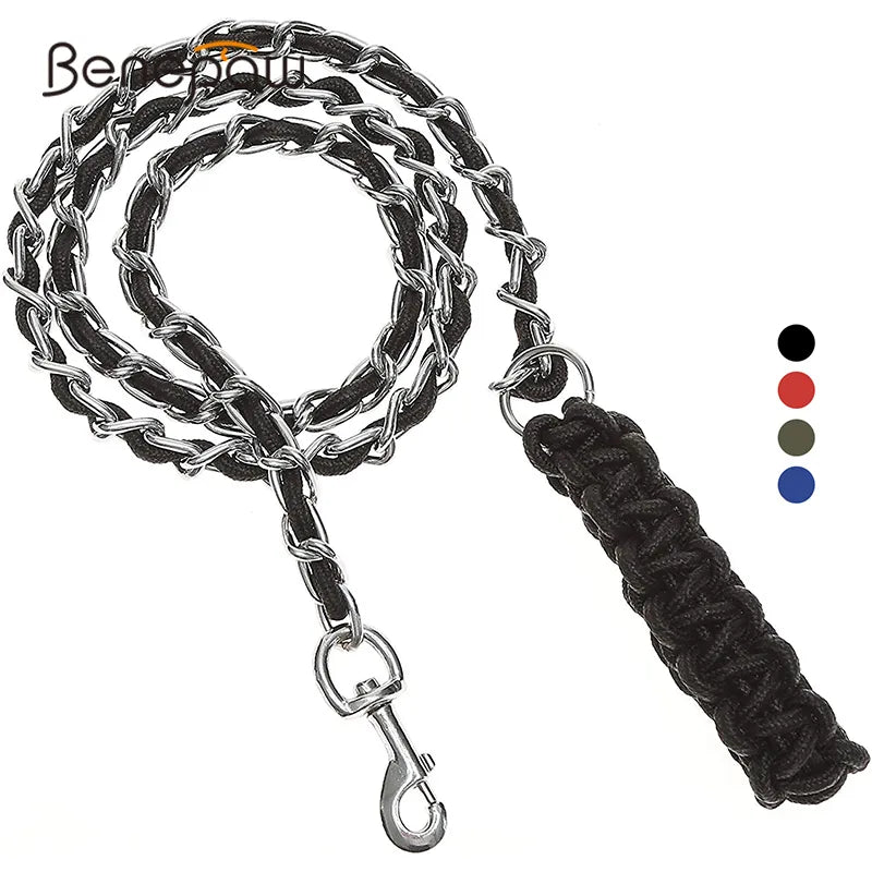 Black leash shown with available options such as red, gray, and blue.