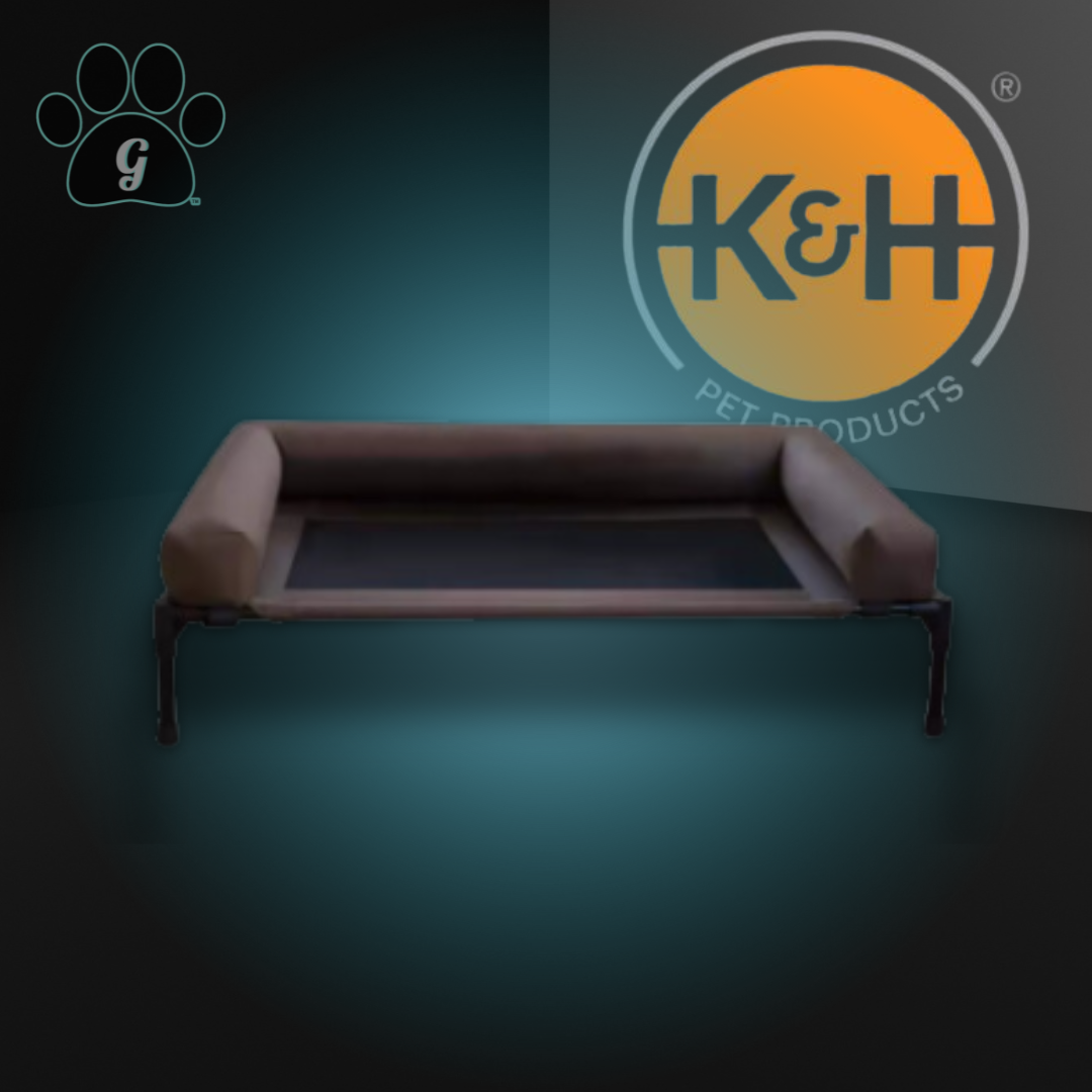 brown elevated dog bolster bed