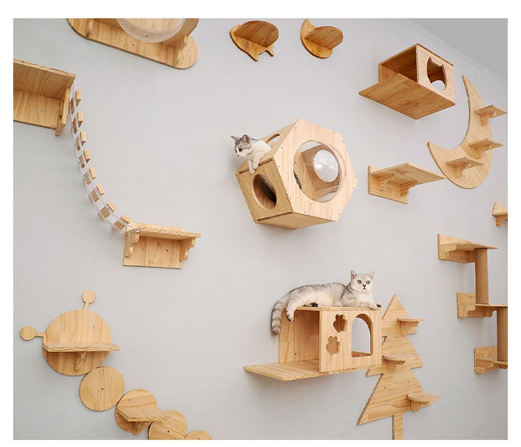 PLACE Assorted Wooden Wall-Mounted Cat Furniture