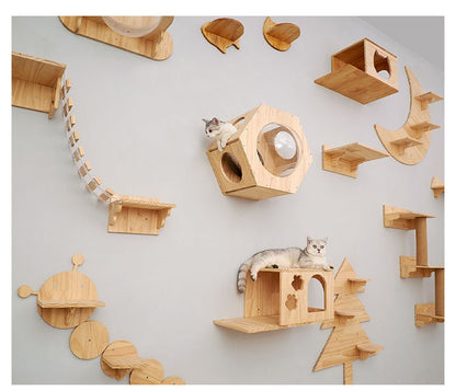 PLACE Assorted Wooden Wall-Mounted Cat Furniture