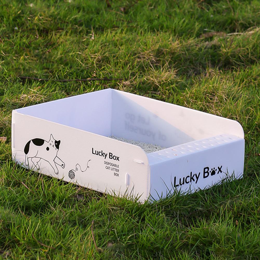 white disposable litter box