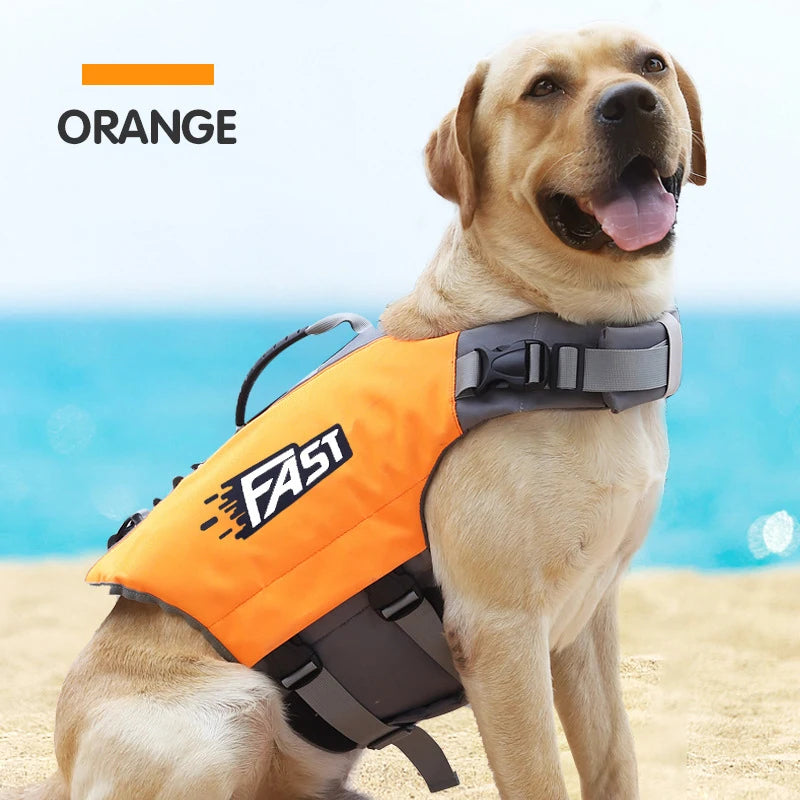 dog life jacket in orange