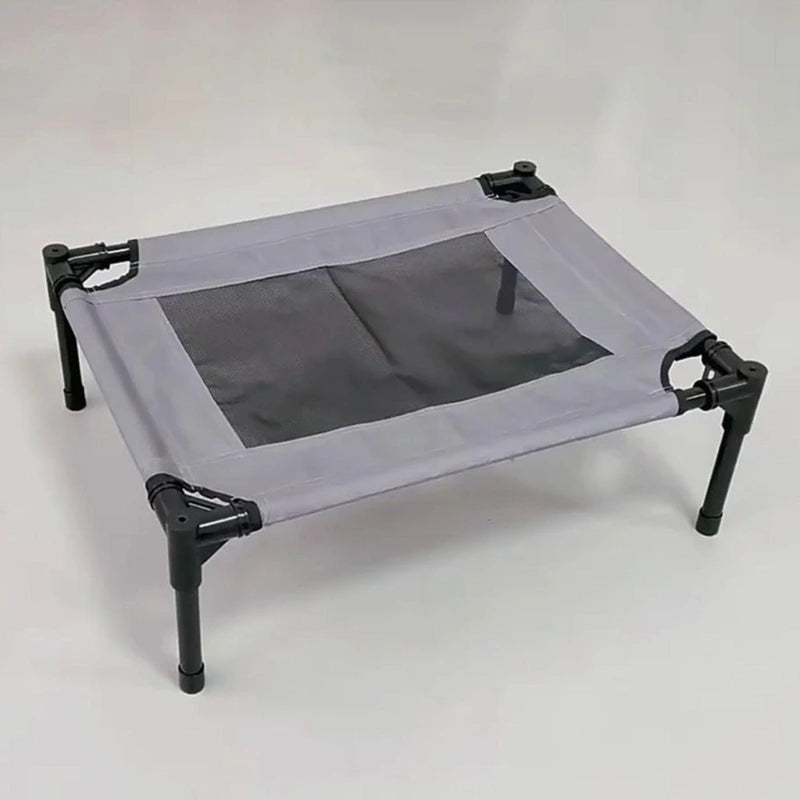 elevated cooling cot for pets in gray