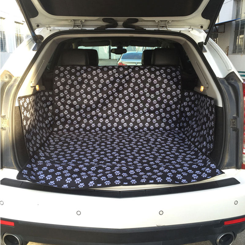 SUV or Van trunk pet carrier in black with white paw prints