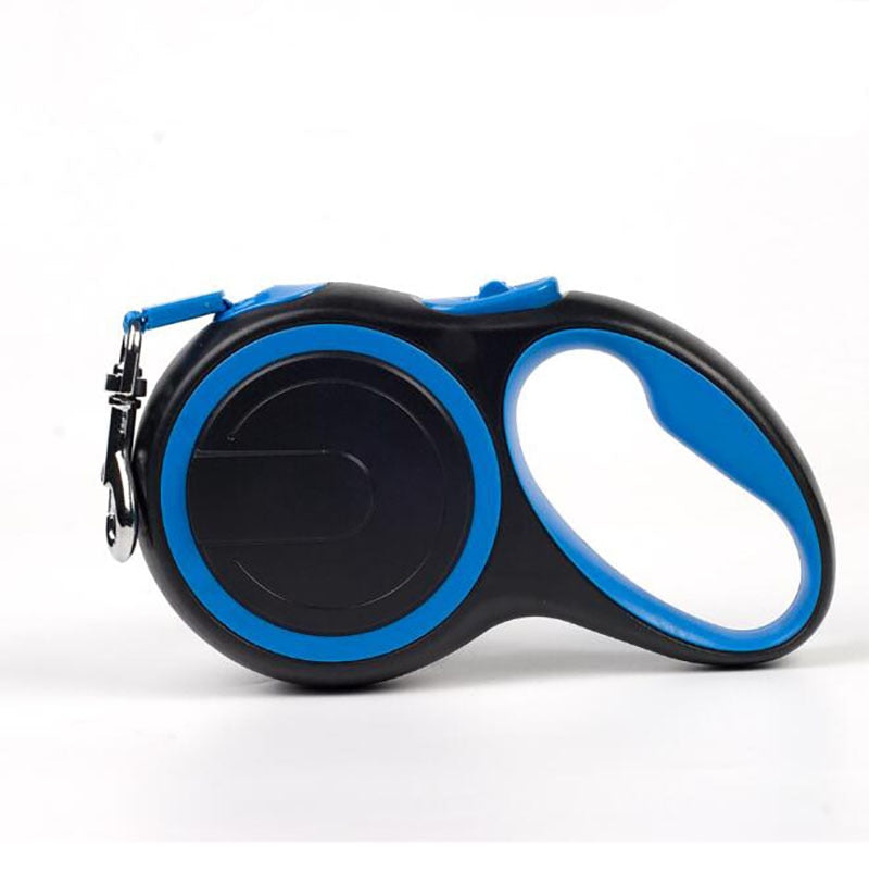 black and blue retractable leash