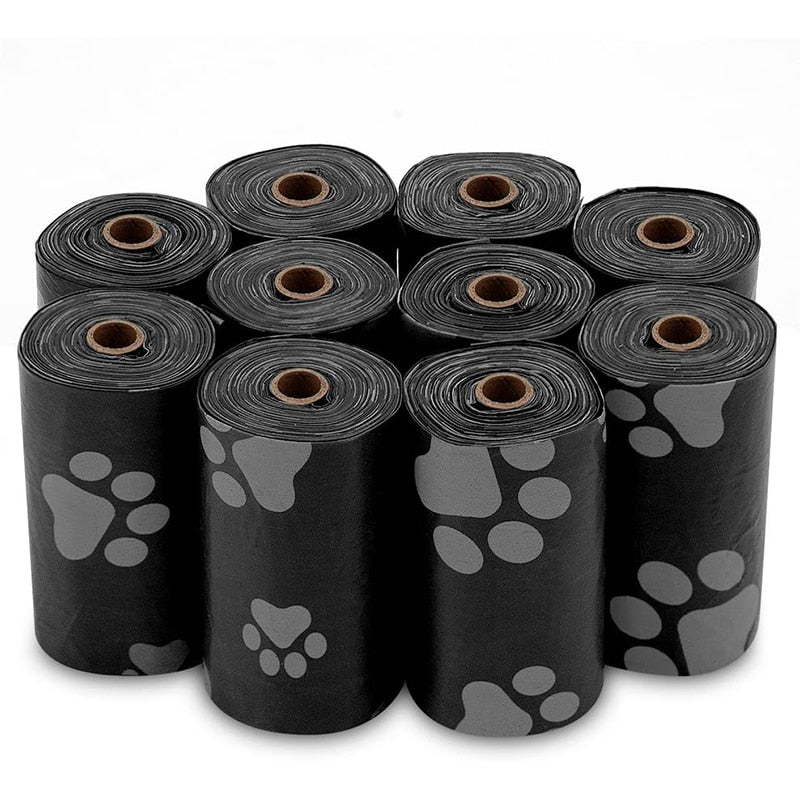 10 pack of black pet waste bags in black