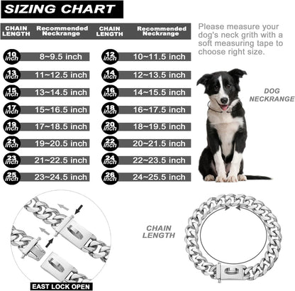 W/W LIFETIME Heavy-Duty Stainless Steel Chain Link Dog Collar