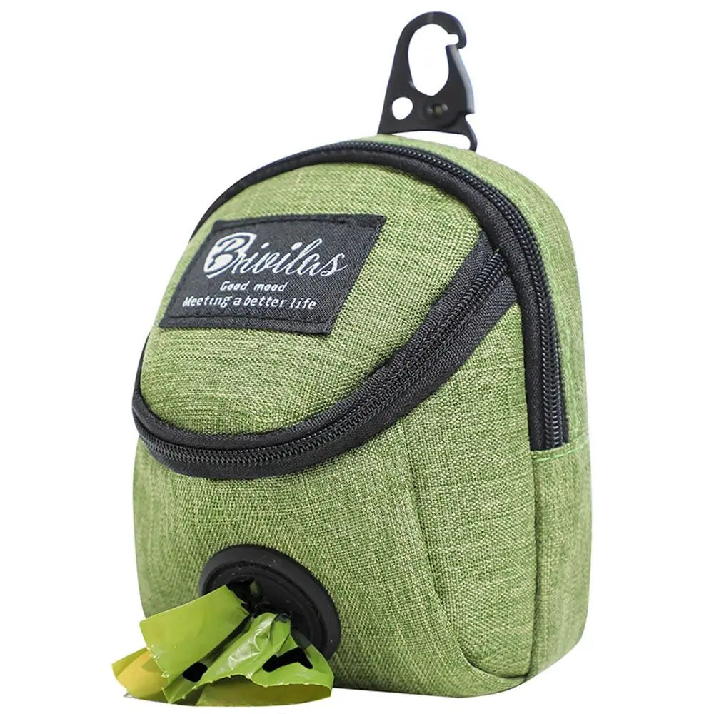 Green pet training pouch with waste bag