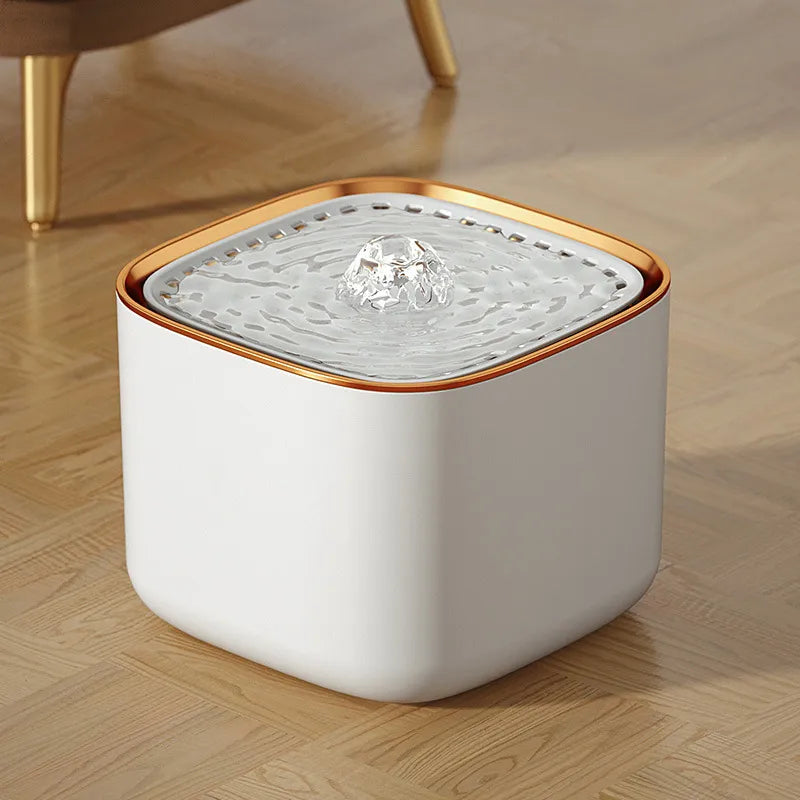 white and gold pet water fountain