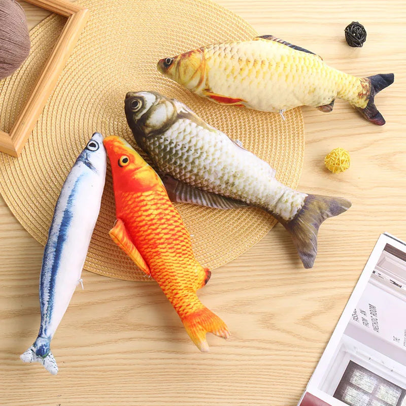 realistic fish plush kicker toy for cats in assorted styles