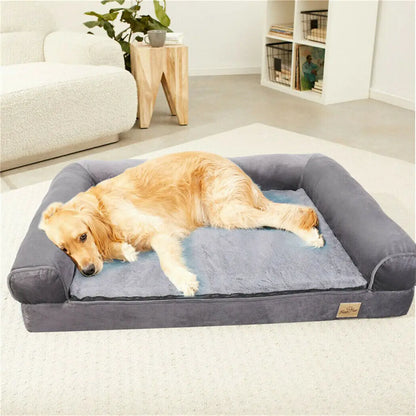 Golden retriever resting on the product