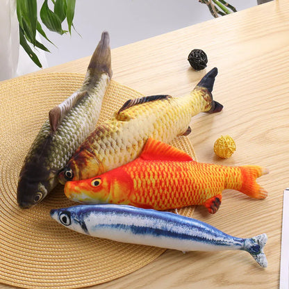 realistic fish plush kicker toy for cats in assorted styles