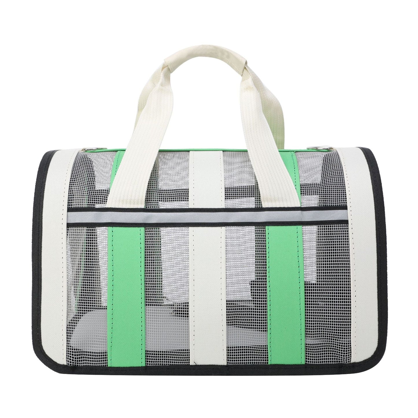 Mint green and white cat carrying bag.