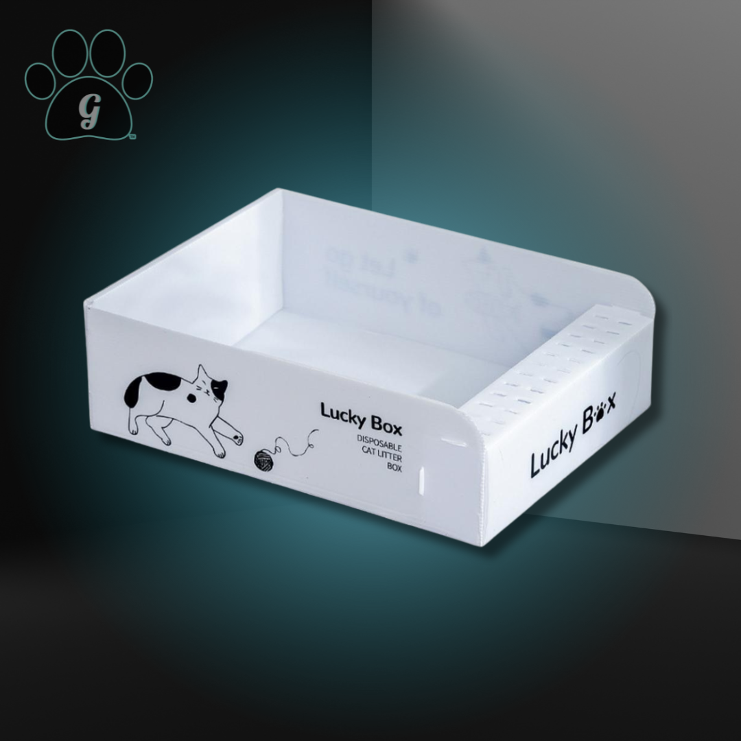 white disposable litter box