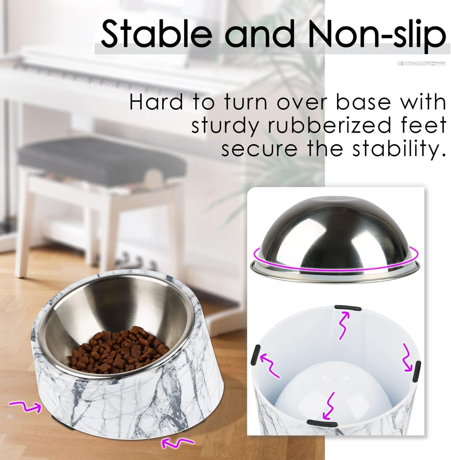 THINKPET Angled Stainless Steel Pet Bowl