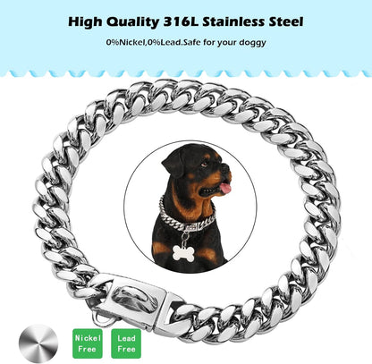 YOWITY Stainless Steel Chainlink Dog Collar