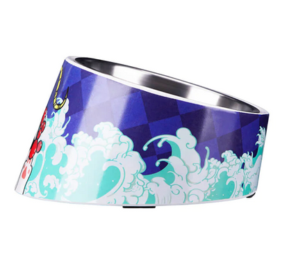 THINKPET Angled Stainless Steel Pet Bowl - Bijutsu Print