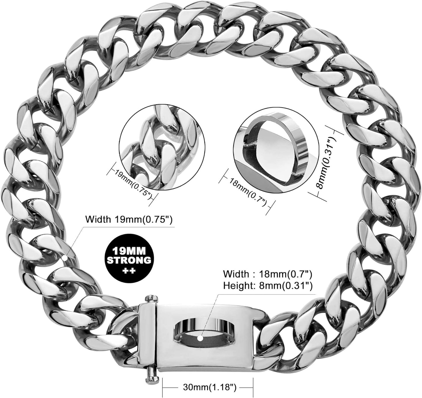 W/W LIFETIME Heavy-Duty Stainless Steel Chain Link Dog Collar