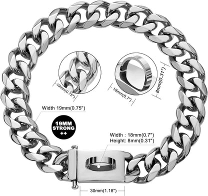 W/W LIFETIME Heavy-Duty Stainless Steel Chain Link Dog Collar