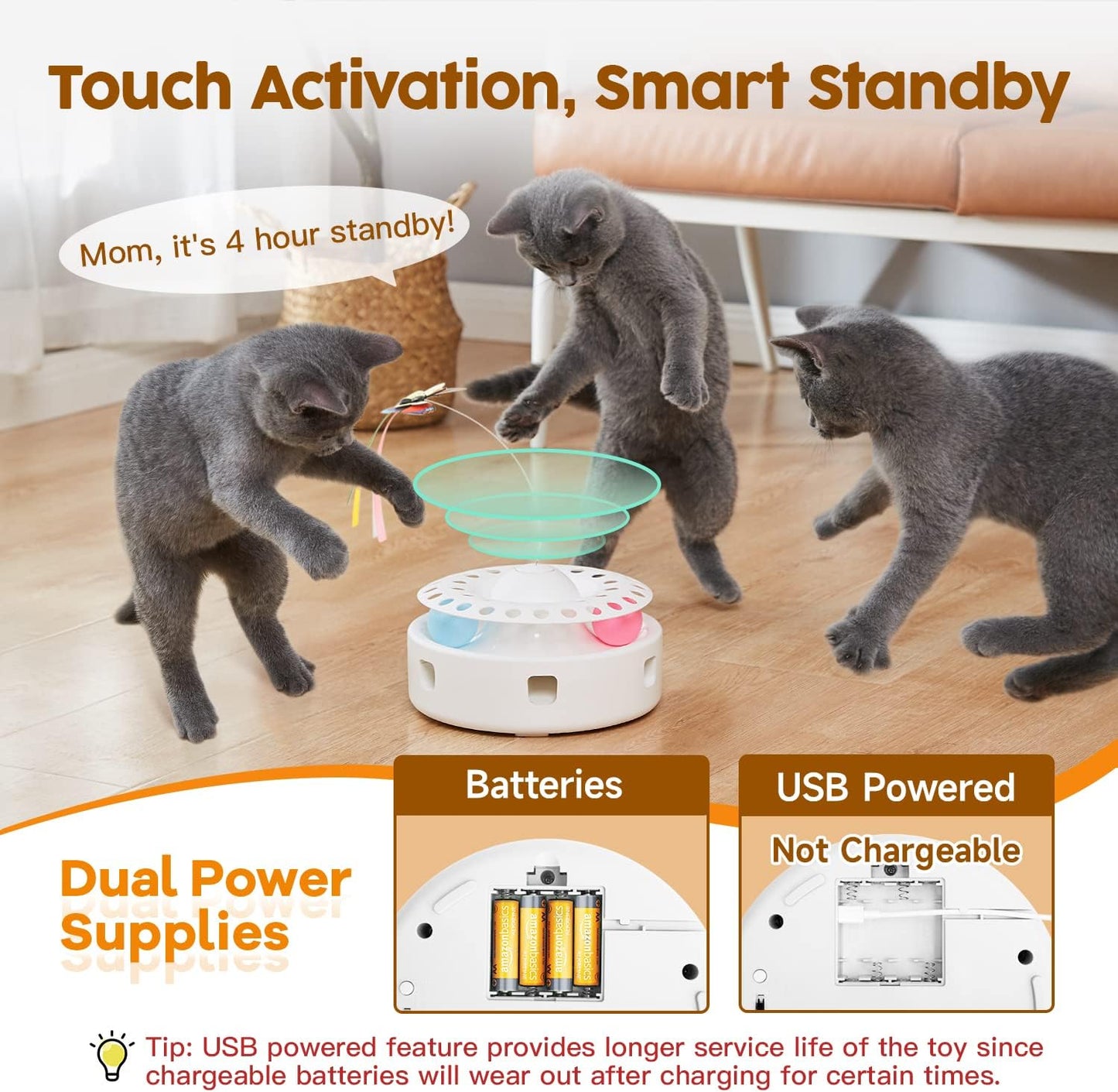 POTAROMA 3-in-1 Automatic Interactive Cat Toy