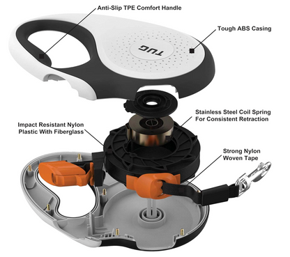 TUG 16' Retractable Dog Leash with Bag Dispenser