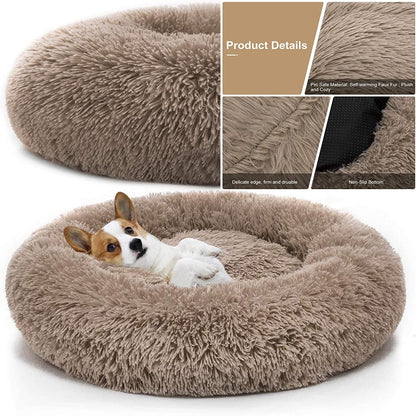 PETOPIA Plush Donut Corduroy Pet Calming Bed